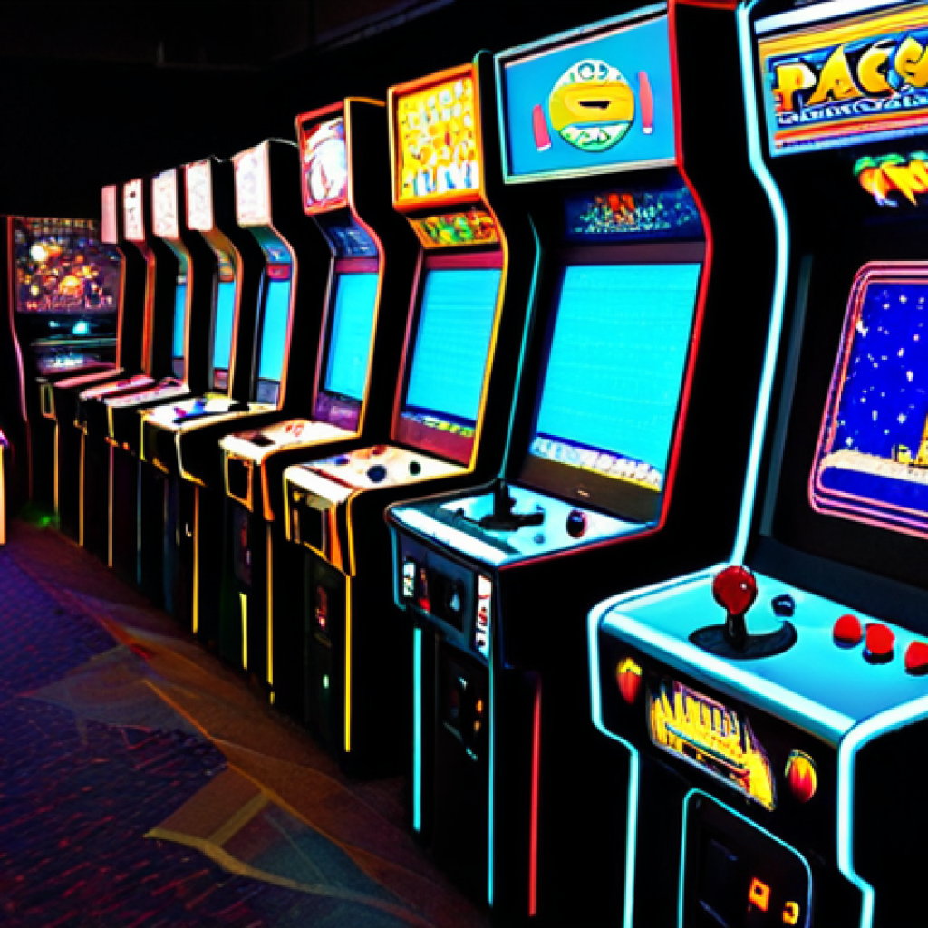 Retro Arcade Nostalgia**

A vibrant, bustling 1980s arcade, filled with classic cabinets like Pac-Man and Space Invaders. Teenagers and young adults are engrossed in gameplay, illuminated by the neon glow of the screens. Focus on the energy and excitement of the era. Details include joystick grips, CRT monitor reflections, and period-appropriate clothing. professional photography, high quality, safe for work, appropriate content, fully clothed, family-friendly, perfect anatomy, natural proportions, professional

**