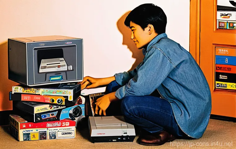 레트로 게임 온라인 판매 팁 - **Prompt:** A cozy, slightly cluttered attic room bathed in warm, soft sunlight streaming through a ...