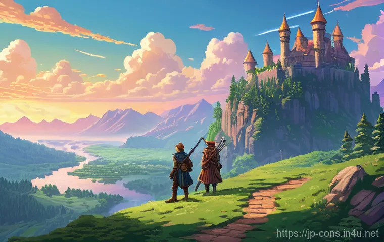 SNES  슈퍼패미컴  롤플레잉 게임 추천 - **Prompt:** A diverse group of four young adventurers, comprising a brave swordsman, a wise female m...