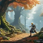 파이널판타지 클래식 작품 순위 - 5D perspective reminiscent of classic JRPG art with modern refinement. Bartz Klauser, dressed as a g...