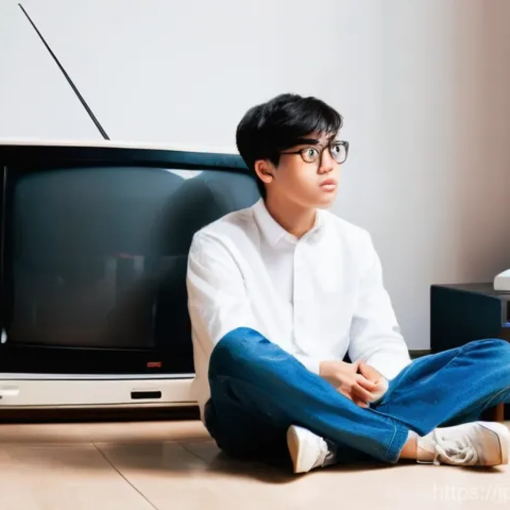클래식 콘솔과 현대 TV의 호환성 - **Prompt:** A young adult, around 20 years old, with a look of humorous frustration and confusion on...
