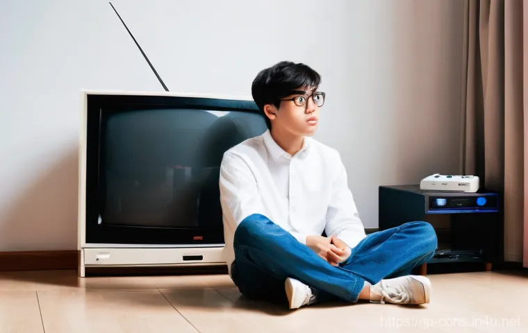 클래식 콘솔과 현대 TV의 호환성 - **Prompt:** A young adult, around 20 years old, with a look of humorous frustration and confusion on...