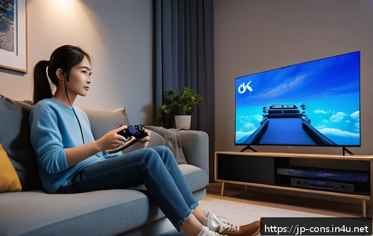 게임기 저장 데이터 복구 방법 - A cozy gaming room scene showcasing a modern PlayStation 5 console connected to a large flat-screen ...